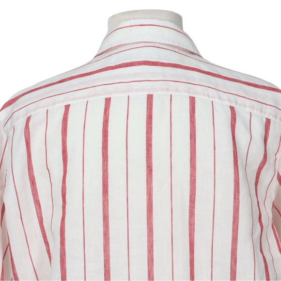 Frank & Eileen Women's Long Sleeve Shirt Size S Striped Red White 100% Linen - Picture 4 of 11